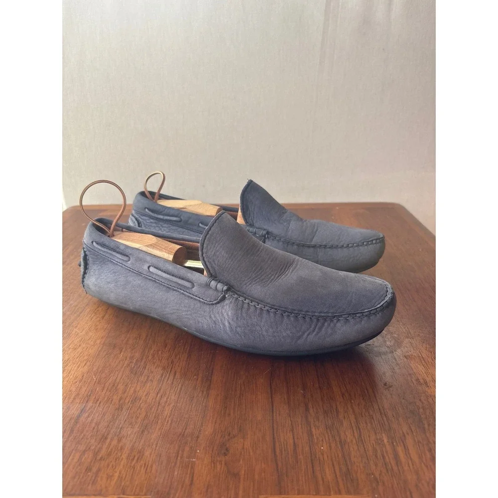 Frye Lewis Venetian Men 9.5 D Blue Nubuck Leather Driving Loafers 3485228
